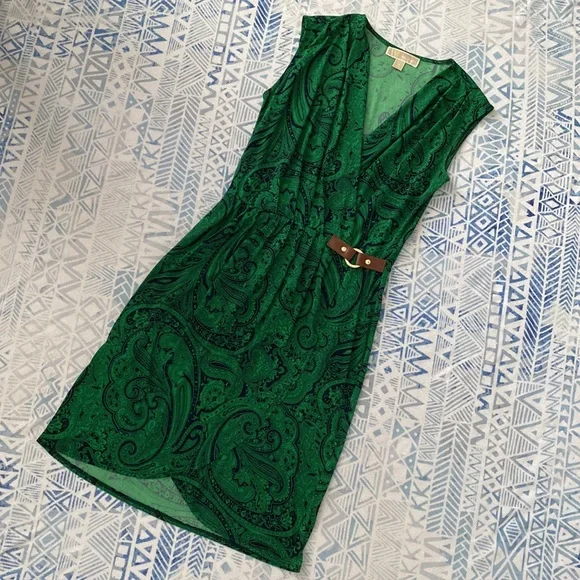 Michael Kors Green Faux Wrap Dress - Picture 1 of 6